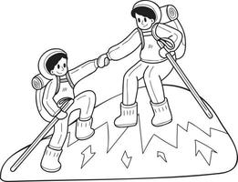 Hand Drawn Tourist couple hiking illustration in doodle style vector