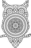 Creepy owl mandala coloring page vector