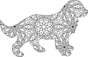 Cute golden retriever puppy mandala coloring page vector