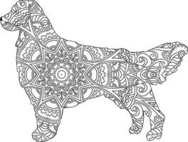 Cute golden retriever puppy mandala coloring page vector