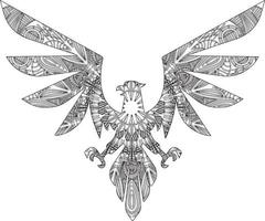 Flying eagle mandala coloring page vector