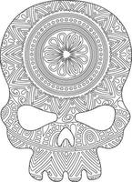 Skull mandala coloring page vector