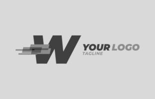 letter W initial monochrome pixel digital vector logo design