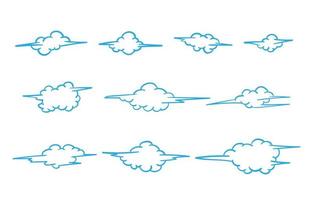 conjunto de nubes variación contorno estilo garabatear vector diseño elemento