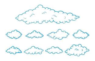 set of clouds variation outline style doodle vector design element