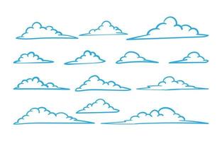 set of clouds variation outline style doodle vector design element