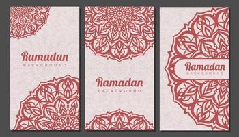 set of ramadan vertical background mandala design element vector