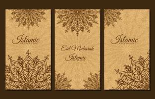 set of islamic ramadan vertical background mandala design element vector