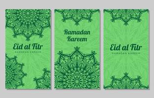 set of ramadan vertical background mandala design element vector