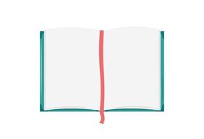 Blank open book isolated. Vector flat illustration of empty book or notebook pages. Top view. Design element with copy space