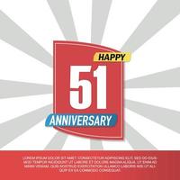 Vector 51 year anniversary icon logo design with red and white emblem on white background abstract illustration