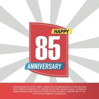 Vector 85 year anniversary icon logo design with red and white emblem on white background abstract illustration