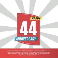 Vector 44 year anniversary icon logo design with red and white emblem on white background abstract illustration