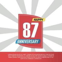 Vector 87 year anniversary icon logo design with red and white emblem on white background abstract illustration