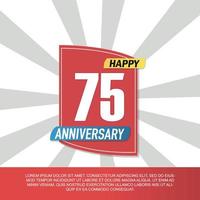 Vector 75 year anniversary icon logo design with red and white emblem on white background abstract illustration