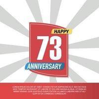 Vector 73 year anniversary icon logo design with red and white emblem on white background abstract illustration