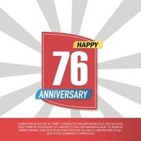 Vector 76 year anniversary icon logo design with red and white emblem on white background abstract illustration