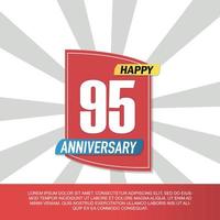 Vector 95 year anniversary icon logo design with red and white emblem on white background abstract illustration