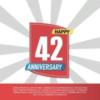 Vector 42 year anniversary icon logo design with red and white emblem on white background abstract illustration