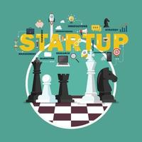 Business startup strategy concept with chess figures on a chess board vector