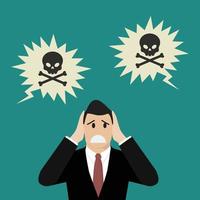 Businessman covering her ears to prevent a toxic words vector