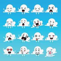 Cloud character emoji set vector