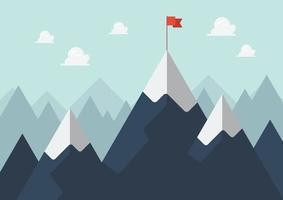 Red flag on a Mountain peak success concept vector