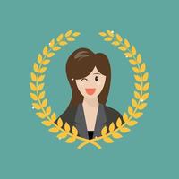 Honor businesswoman with golden wreath vector