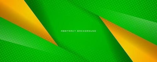 3D green yellow geometric abstract background overlap layer on bright space with colorful shape decoration. Graphic design element cutout style concept for banner, flyer, card, or brochure cover vector