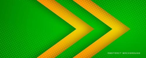 3D green yellow geometric abstract background overlap layer on bright space with colorful arrow decoration. Graphic design element cutout style concept for banner, flyer, card, or brochure cover vector