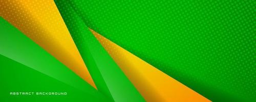 3D green yellow geometric abstract background overlap layer on bright space with colorful shape decoration. Graphic design element cutout style concept for banner, flyer, card, or brochure cover vector