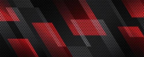 3D red black techno abstract background overlap layer on dark space with lines decoration. Modern graphic design element perforated style for banner, flyer, card, brochure cover, or landing page vector