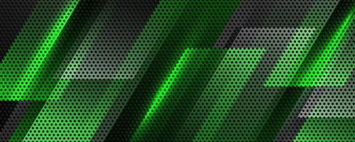 3D green gray techno abstract background overlap layer on dark space with lines decoration. Modern graphic design element perforated style for banner, flyer, card, brochure cover, or landing page vector