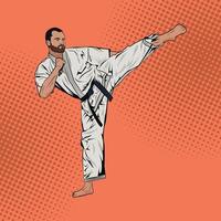 Pop Art Comic Karate Man Vector Stock Illustration