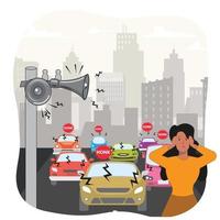 Sound pollution or noise pollution vector illustration