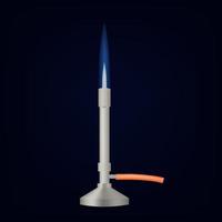 Bunsen Burner lab burner with flame in science Lab vector illustration in black background