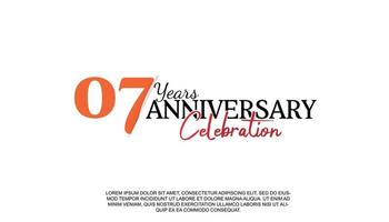 07 years anniversary logotype number with red and black color for celebration event isolated vector