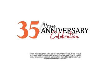 35 years anniversary logotype number with red and black color for celebration event isolated vector