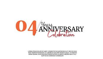 04 años aniversario logotipo número con rojo y negro color para celebracion evento aislado vector