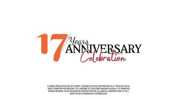 17 años aniversario logotipo número con rojo y negro color para celebracion evento aislado vector