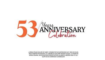 53 years anniversary logotype number with red and black color for celebration event isolated vector