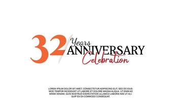 32 years anniversary logotype number with red and black color for celebration event isolated vector