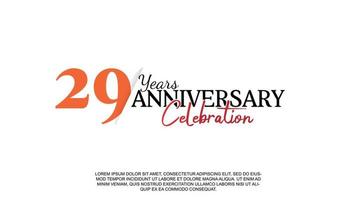 29 años aniversario logotipo número con rojo y negro color para celebracion evento aislado vector