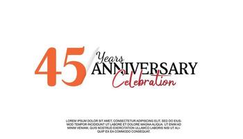 45 years anniversary logotype number with red and black color for celebration event isolated vector