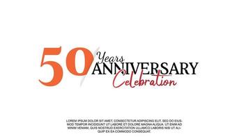 50 years anniversary logotype number with red and black color for celebration event isolated vector