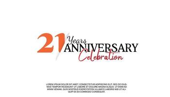 21 years anniversary logotype number with red and black color for celebration event isolated vector