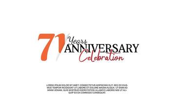 71 years anniversary logotype number with red and black color for celebration event isolated vector