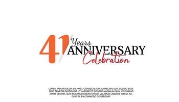 41 years anniversary logotype number with red and black color for celebration event isolated vector