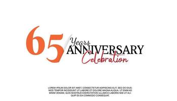 65 years anniversary logotype number with red and black color for celebration event isolated vector