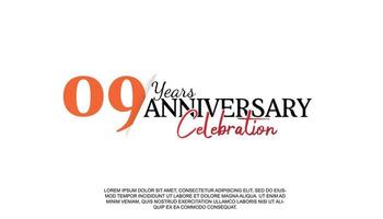 09 years anniversary logotype number with red and black color for celebration event isolated vector